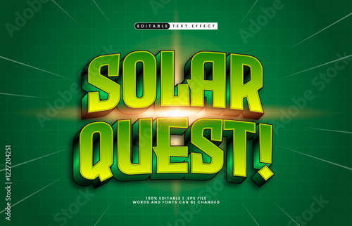 solar quest editable text effect with a planet and star text style