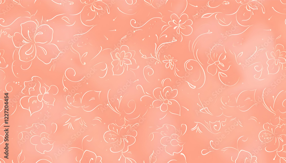 A soft coral background with delicate floral patterns, perfect for design projects.