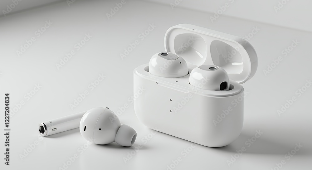 Wireless Earbuds in Charging Case White Modern Design Wireless Earbuds in Charging Case White Modern Design
