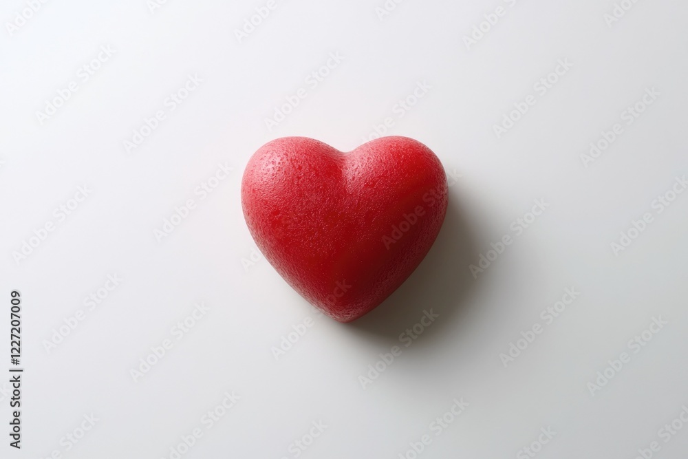 Red heart-shaped object on white background symbolizing love and romance. Valentine's Day Red heart-shaped object on white background symbolizing love and romance. Valentine's Day