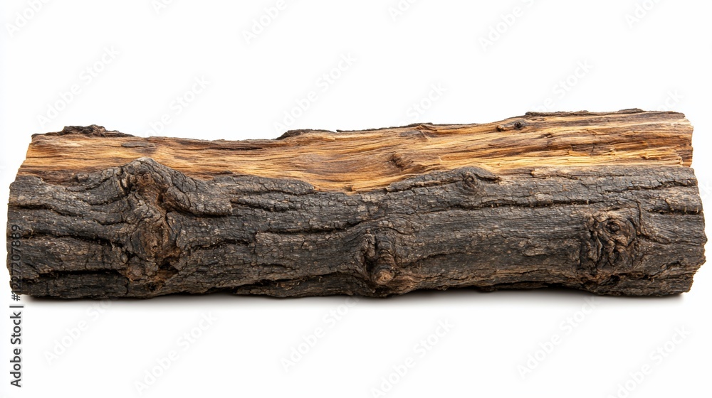 Rustic wood log isolated on white background, perfect for design elements Rustic wood log isolated on white background, perfect for design elements