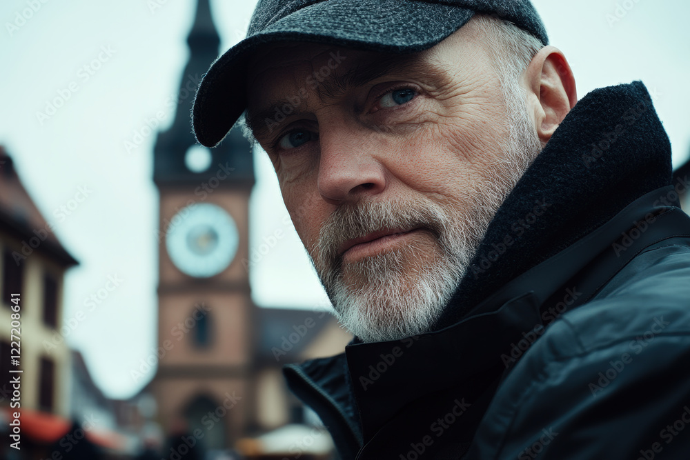 Portrait of a Pensive Man in Urban Setting Portrait of a Pensive Man in Urban Setting