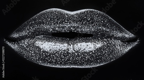 Glistening Lips with Ice Crystals and Warm Glow