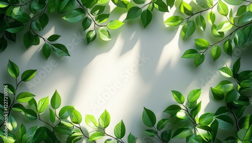 Shadow of leaves with branches in clear isolation
