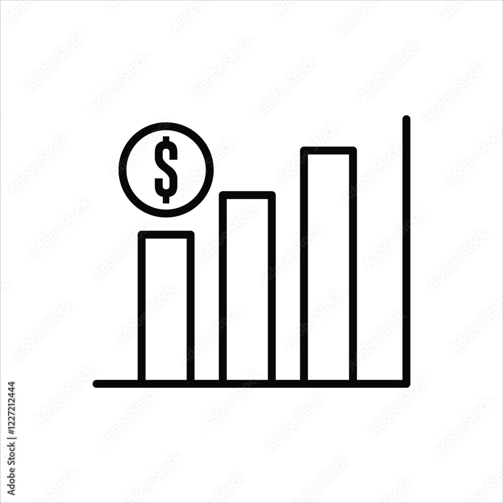Bar Graph Line Icons Design Elements Illustration Bar Graph Line Icons Design Elements Illustration