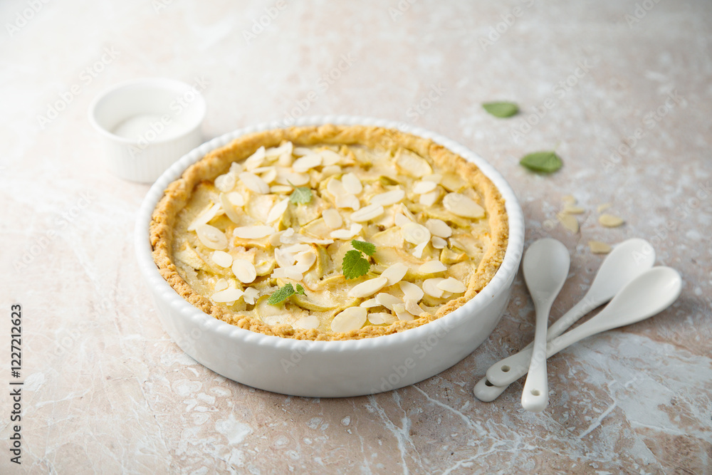 Apple pie with custard and almond Apple pie with custard and almond