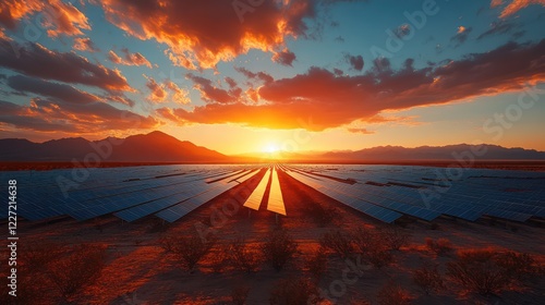 Wallpaper Mural Majestic Sunset Over a Solar Farm Torontodigital.ca