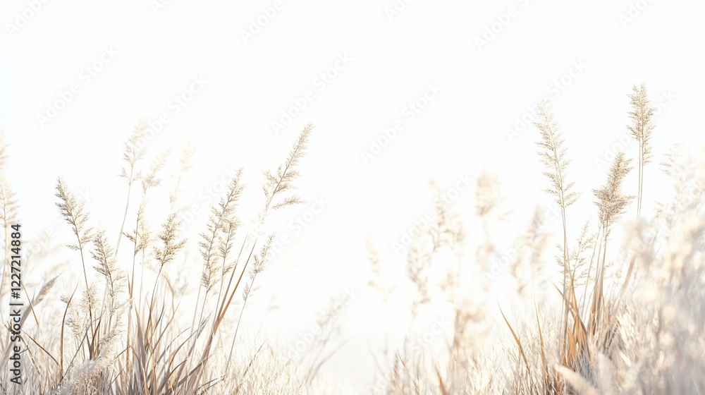 Fototapeta premium Golden grass field, sunrise, minimalist, website banner