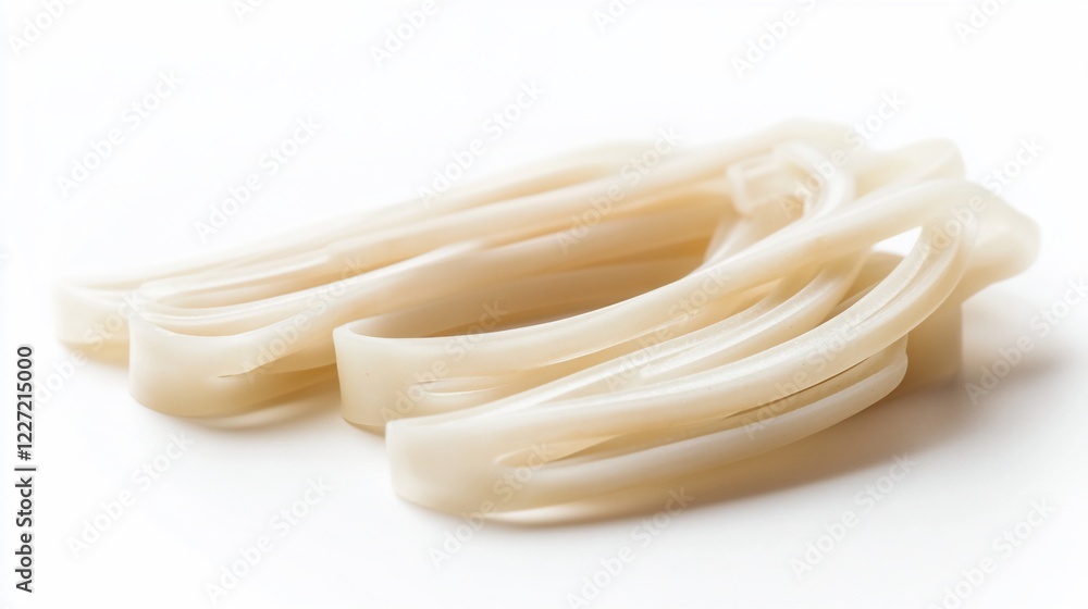 White rice noodles studio shot, food photography, isolated, background white, recipe ingredient White rice noodles studio shot, food photography, isolated, background white, recipe ingredient