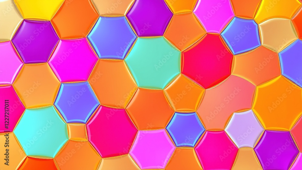 Abstract Honeycomb Pattern with Bold Colors Abstract Honeycomb Pattern with Bold Colors