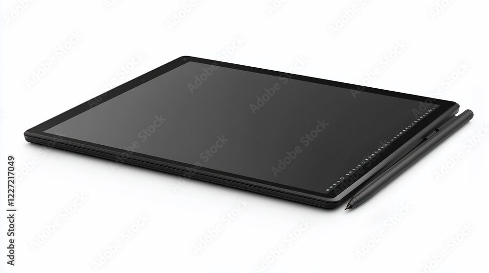 Black tablet stylus digital drawing studio white background Black tablet stylus digital drawing studio white background