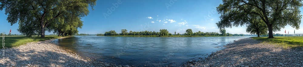 Obraz premium Panoramic shot of the Ohio River taken from the Aurora, Indiana bank in 2015