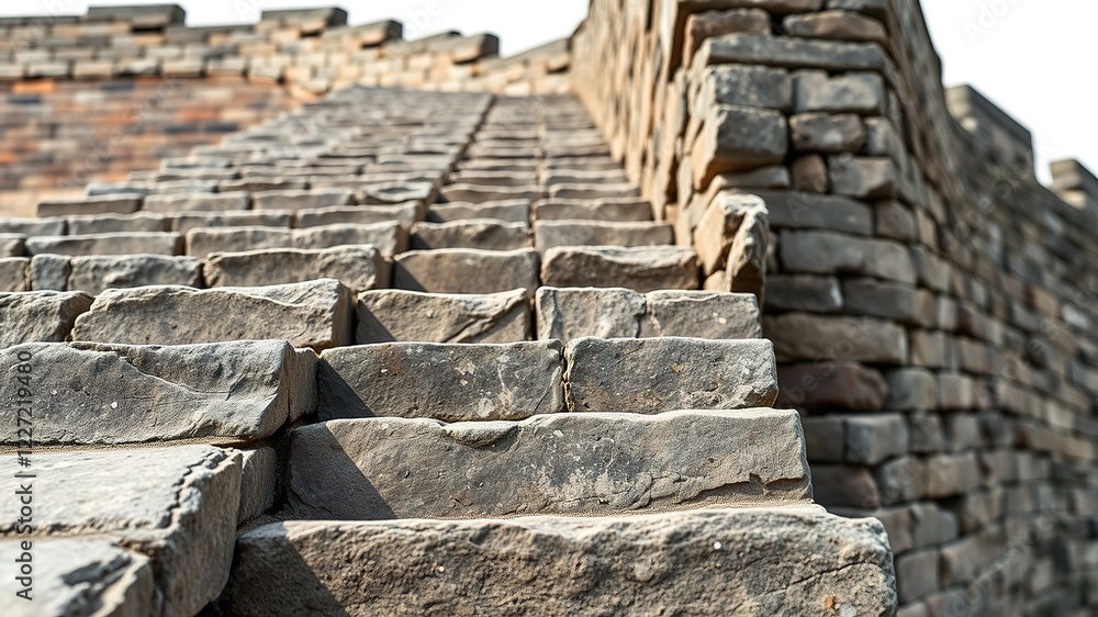 Ancient Great Wall Stone Steps Close-Up Ancient Great Wall Stone Steps Close-Up