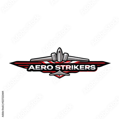Design a sleek, futuristic aircraft logo for "Text Aero Strikers," incorporating aerodynamic elements and a sense of speed.  The logo should be suitable for aviation and technology branding.