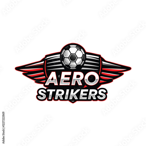 Design a sleek, futuristic aircraft logo incorporating the words "Text Aero Strikers," evoking speed and precision.  The logo should be suitable for an aviation company.