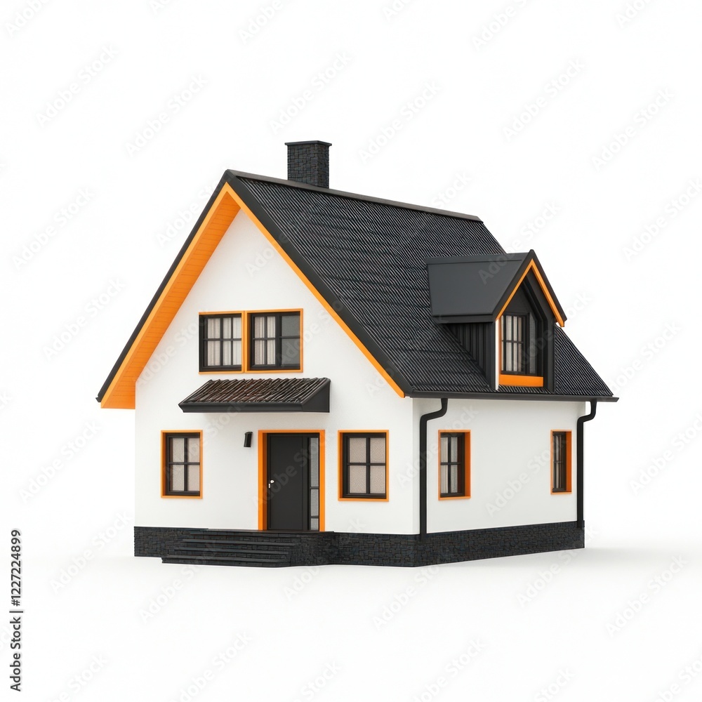 Modern House Design with Black Roof and Orange Accents Modern House Design with Black Roof and Orange Accents