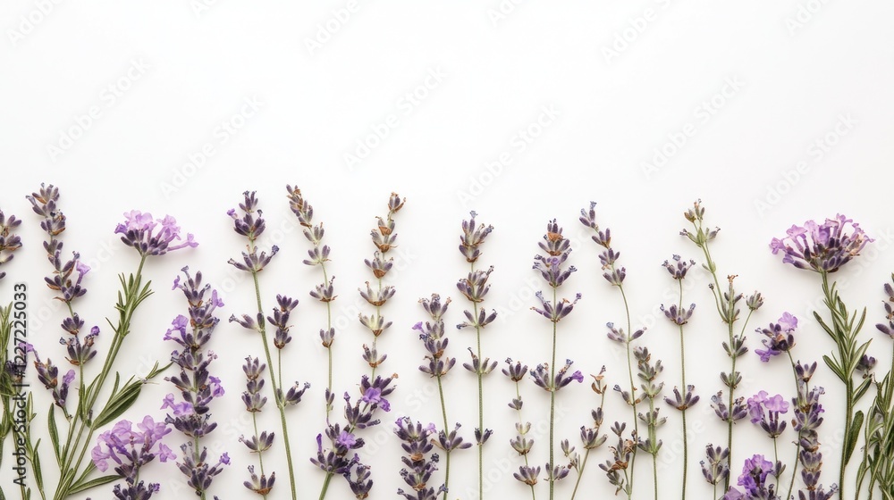 Naklejka premium Lavender Flowers on White