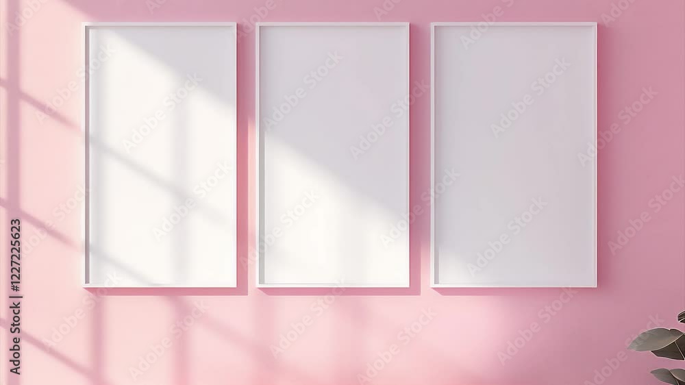 Blank frame on the wall in modern home interior in zoom video, version 1 Blank frame on the wall in modern home interior in zoom video, version 1