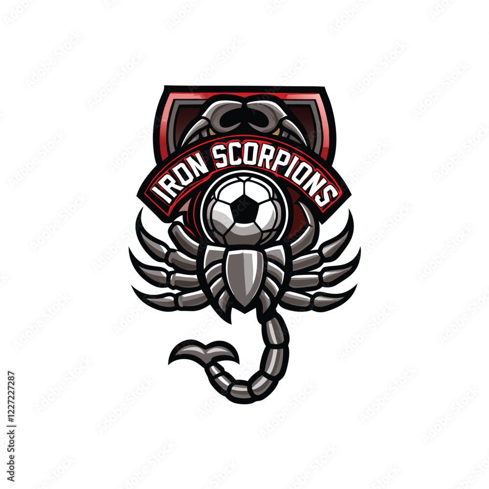 Design a fierce, metallic scorpion mascot for a heavy metal band called Design a fierce, metallic scorpion mascot for a heavy metal band called
