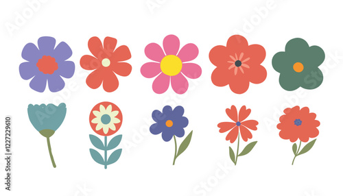 Collection of flowers icon. Abstract  flowers on white background. style for banners, wallpaper, posters, websites, online shopping.Vector illustration design and creative idea,eps 10.