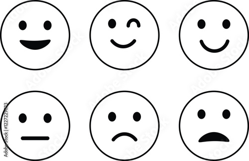 Emoticons icon set. emoji feedback icon set rating happy neutral sad emoji emotions icons. Different emoji symbol Vector Illustration
 RGB