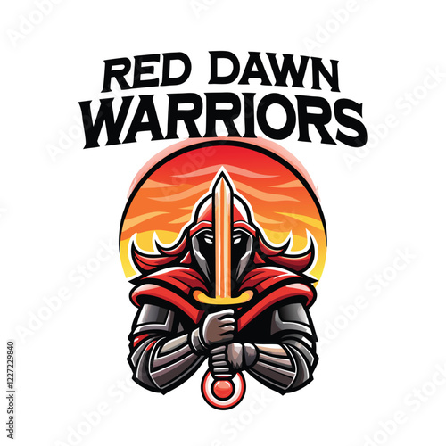 A fierce warrior, silhouetted against a fiery red dawn, brandishes a flaming weapon.  Epic fantasy art style.