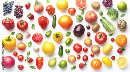 Collage of color fruits and vegetables