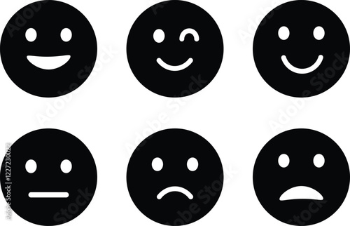 Emoticons icon set. emoji feedback icon set rating happy neutral sad emoji emotions icons. Different emoji symbol Vector Illustration
 RGB