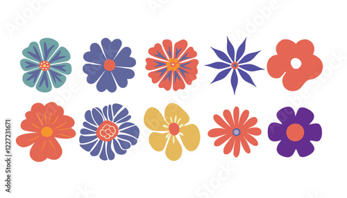 Collection of flowers icon. Abstract  flowers on white background. style for banners, wallpaper, posters, websites, online shopping.Vector illustration design and creative idea,eps 10.
