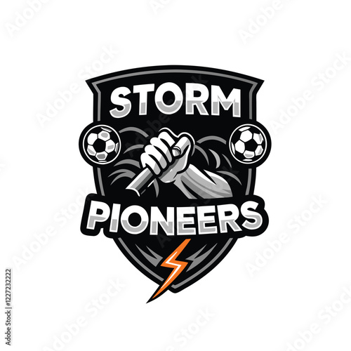 A stylized figure, possibly a pioneer or inventor, bravely holds aloft a miniature lightning bolt, amidst a chaotic storm of swirling text.