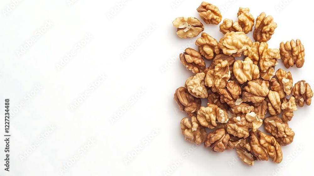 Heap of Walnuts top view isolate on white background Heap of Walnuts top view isolate on white background