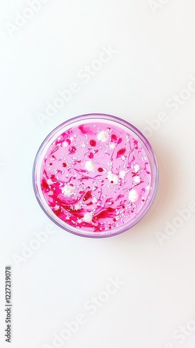 Swirling Pink Liquid Abstract in Petri Dish photo