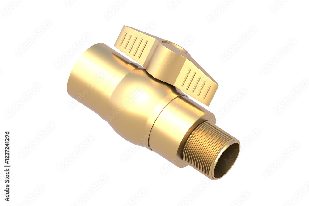 Golden pvc valve isolated on white background. 3d render Golden pvc valve isolated on white background. 3d render