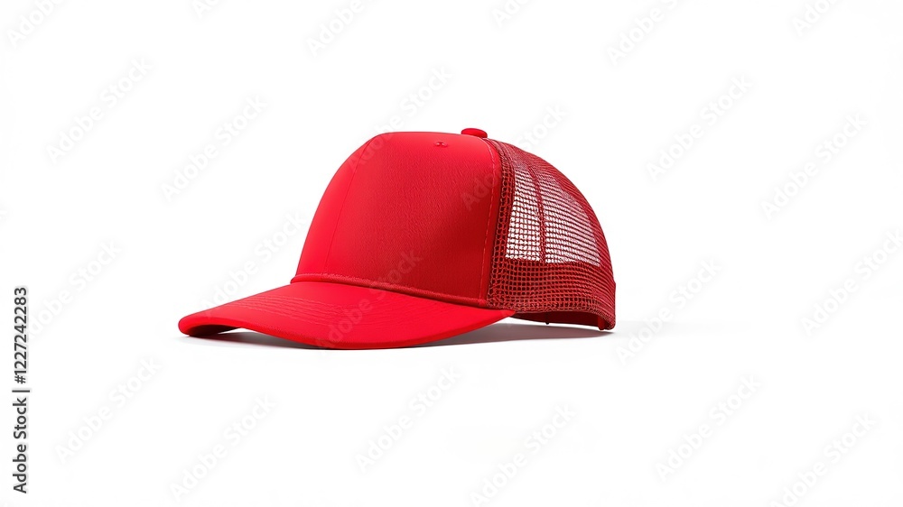 Fototapeta premium Red Trucker Hat Mockup - Photorealistic Design