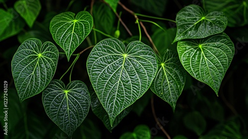 Lush Green Foliage Tropical Leaves Dense Vegetation Jungle Nature Background photo