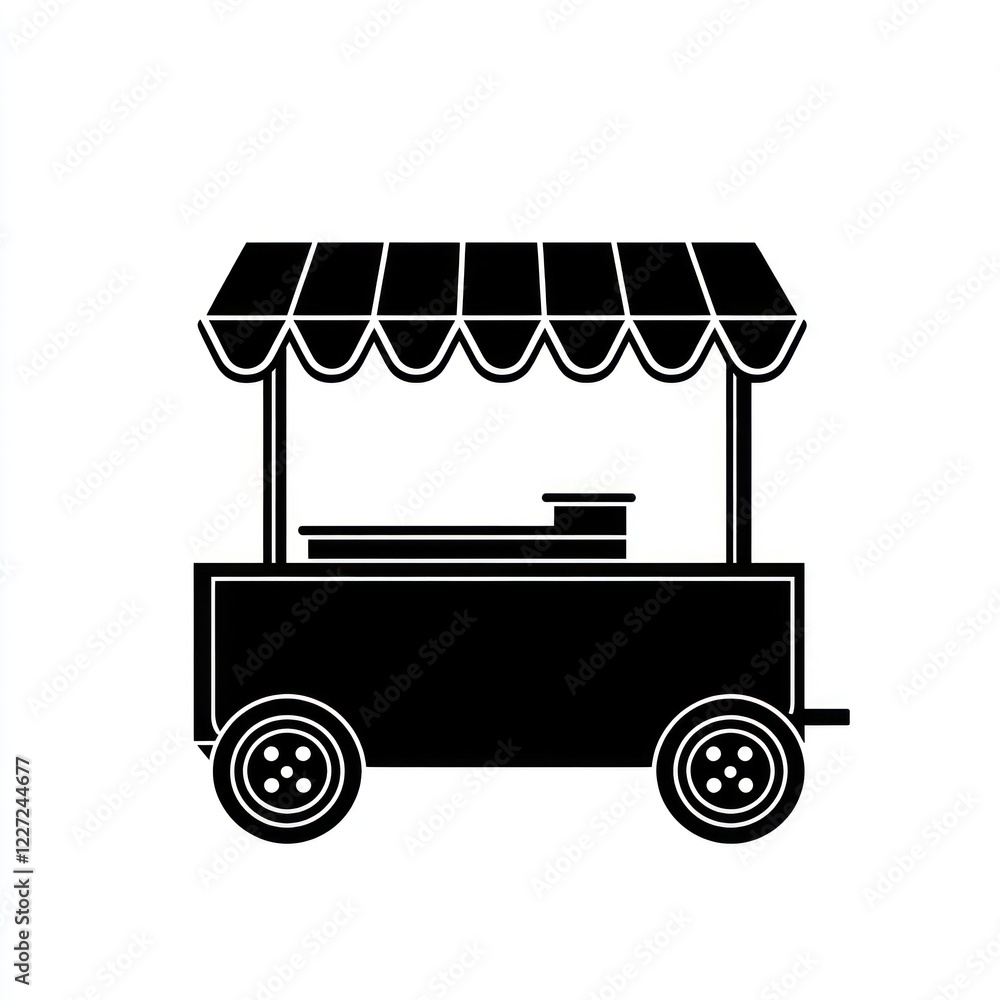 Food cart, street vendor, outdoor, sunny day, selling snacks Food cart, street vendor, outdoor, sunny day, selling snacks