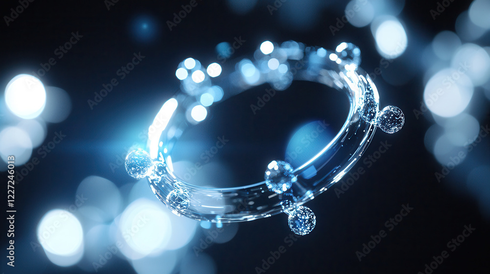 detailed 3D atomic structure with glowing particles and light effects, showcasing scientific beauty and complexity detailed 3D atomic structure with glowing particles and light effects, showcasing scientific beauty and complexity