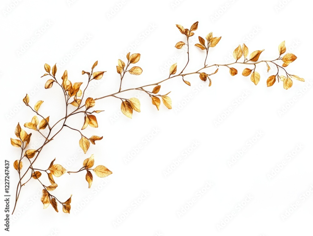 Branch with leaves on white background Branch with leaves on white background