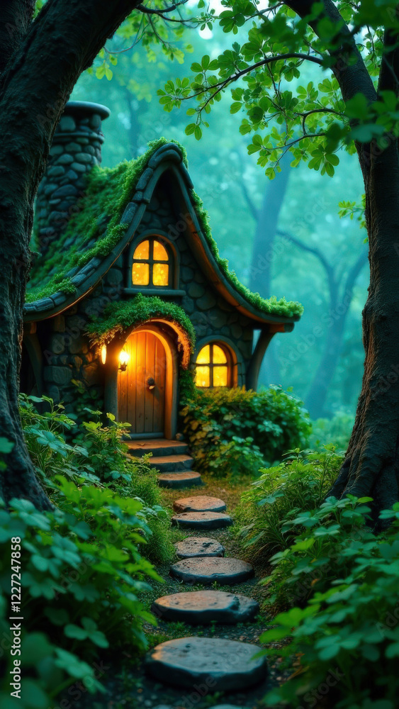 Moss-Covered Cabin in a Dark Forest Moss-Covered Cabin in a Dark Forest
