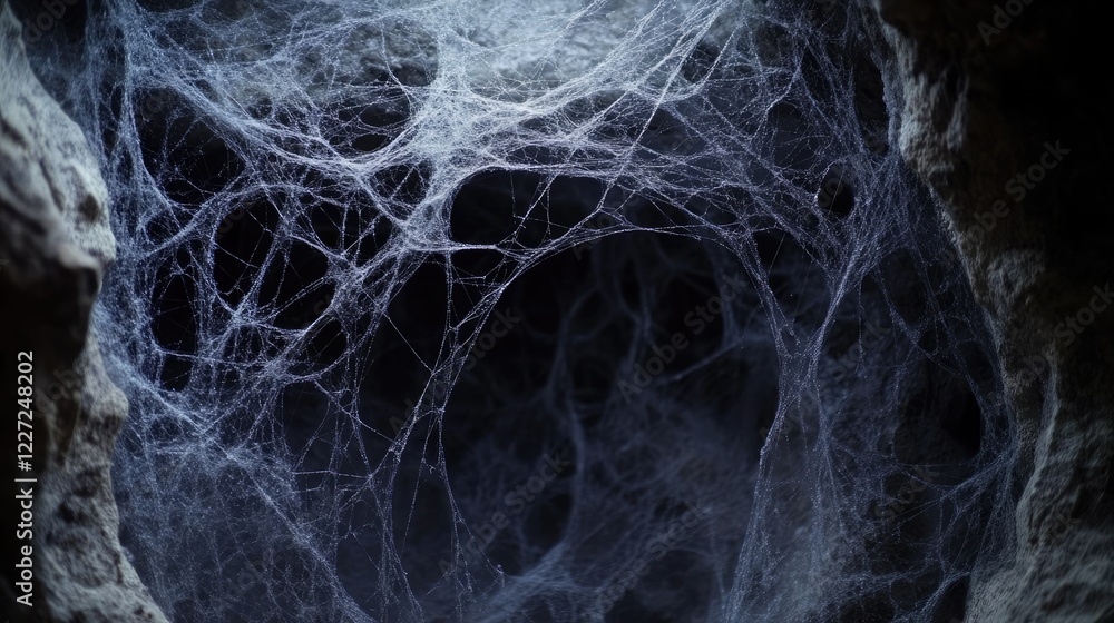 Obraz premium Horror themed Halloween cobweb corner frame A 3D realistic spiderweb graphic with a creepy thread effect ideal for advertising and spooky designs