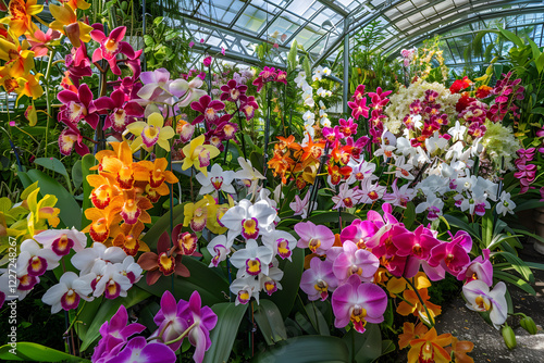 Wallpaper Mural Kaleidoscopic Beauty: A Diverse Collection of Colorful Orchids in Full Bloom Torontodigital.ca