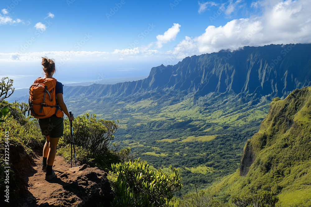 A Hiker Pausing on a Scenic Overlook: Absorbing the Expansive Views A Hiker Pausing on a Scenic Overlook: Absorbing the Expansive Views