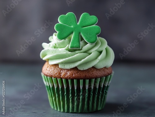 Wallpaper Mural A green cupcake with a shamrock on top. The shamrock is made of frosting and is placed on top of the cupcake Torontodigital.ca