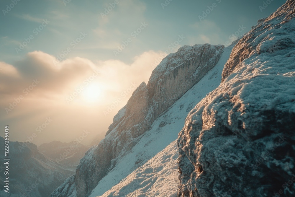 Fototapeta premium Person Skiing on Snowy Mountain