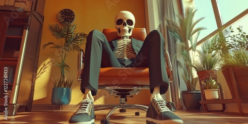 Wallpaper Mural Skeleton in Chair Torontodigital.ca