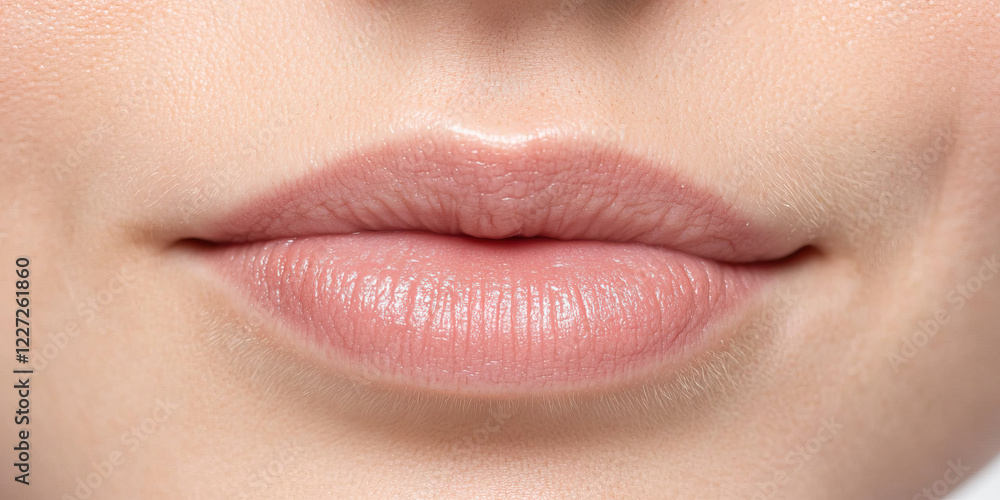 Obraz premium Close-up of Lips with Light Pink Lipstick