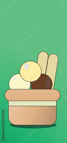 An illustration of a delicious ice cream cup for dessert.