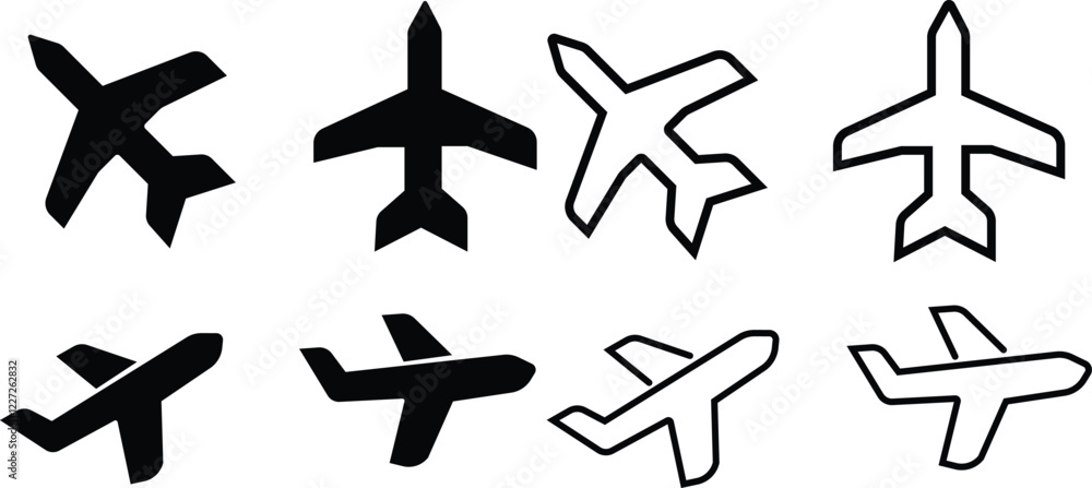 Plane vector icon set. airplane icon Set vector. Flight transport symbol Plane vector icon set. airplane icon Set vector. Flight transport symbol
