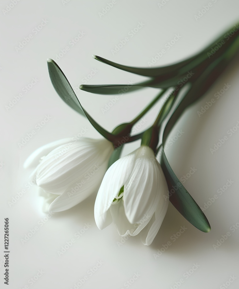 Obraz premium Two White Snowdrop Flowers