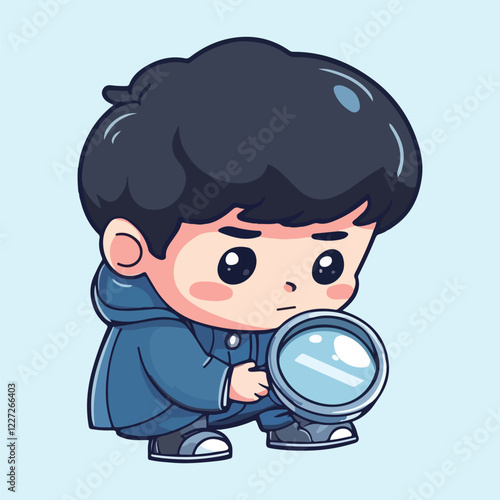 Boy With Magnifying Glass Vectors illustration